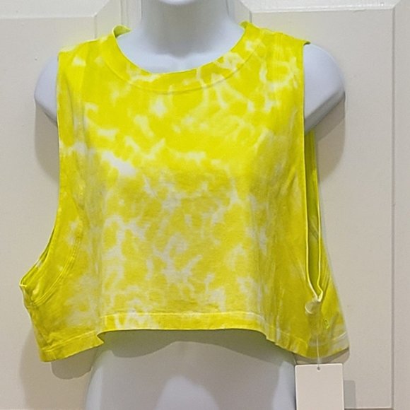 lululemon athletica Tops - Lululemon Size 10 All Yours Yellow /White Tie Dye Crop Tank Top